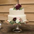 Rinlong 3Pcs Premade Cake Flowers, Burgundy Wedding Cake Decor - Image 6