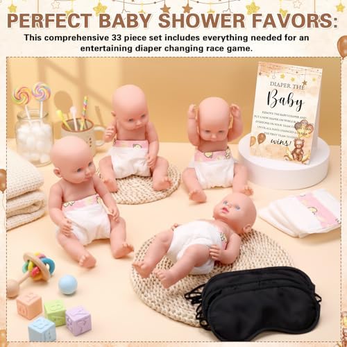 RoundFunny 33 Pcs Baby Shower Diaper Changing Game Supplies, Bear - Image 5