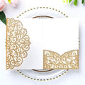 ponatia 5.12 x 7.2 Laser Cut Invitation Pocket, 20PCS Tri-Fold 5 x 7 Laser Cut Wedding Invitation Pockets with Envelopes for Wedding Bbay Shower Birthday Invite (Gold Glitter, No Inner Sheet) by ponatia