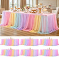 6 Pack Rainbow Tablecloth for 8 Foot Rectangle Tables Tulle Table Skirt by PartyTalk