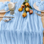 Light Blue Cheesecloth Table Runner Baby Shower Gender Reveal Decor, 8 Pack - Image 3