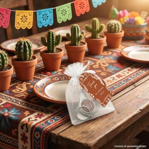 36 Sets Cielito Lindo Party Favors for Guests, 3-in-1 Nail Clipper Keychain Bottle Opener, Mexican Talavera Wedding & Baby Shower Favors with Individual Organza Bags and Thank You Cards - Image 7