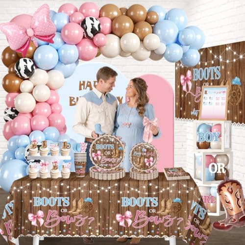 Cocomigo Boots or Bows Gender Reveal Decorations,Serves for 25 - Image 6