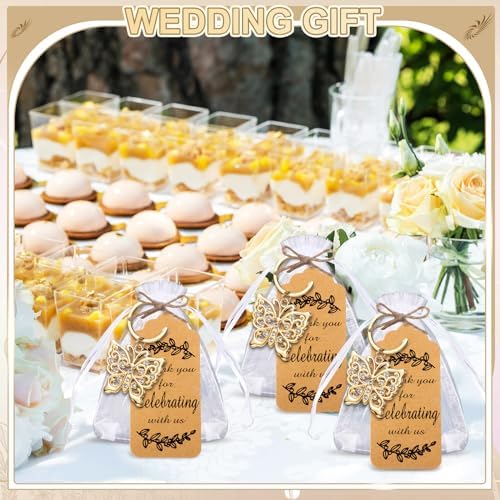 Ecation 40 Set Butterfly Keychains for Guests Wedding Thank You,Gold - Image 6