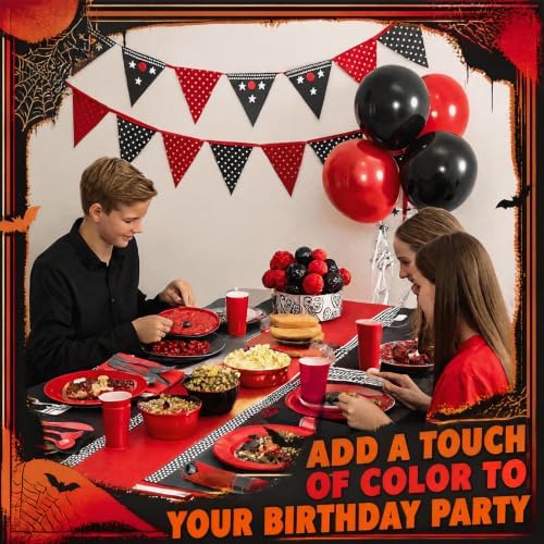 Lasnten 50 Sets Halloween Pre Rolled Silverware, Black Red Disposable - Image 5