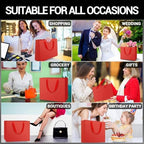 EUSOAR Large Gift Bags, 50 Pack 12.5x4.5x11 inches Red Birthday Gift Bags with Handles, Paper Bags Shopping Bags for Business Craft Grocery Boutique Party Favor Wedding - Image 5