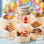 10 Pack Buffet Risers Foldable High Load-Bearing Food Display Risers for Buffet Table, Cylinder Cake & Dessert Stands for Weddings Party Catering Home Cupcake Stand Display with Clear Acrylic Tops - Image 2