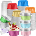 200 Pack Aluminum Cupcake Liners with Lids,Rainbow,Plain by Gandeer