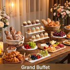8 Piece White and Gold Acrylic Dessert Table Display Set, Cupcake Stand and Tiered Serving Tray with Painted Iron Stands, Round Risers and Bear Clips for Wedding, Birthday and Baby Shower Parties - Image 3