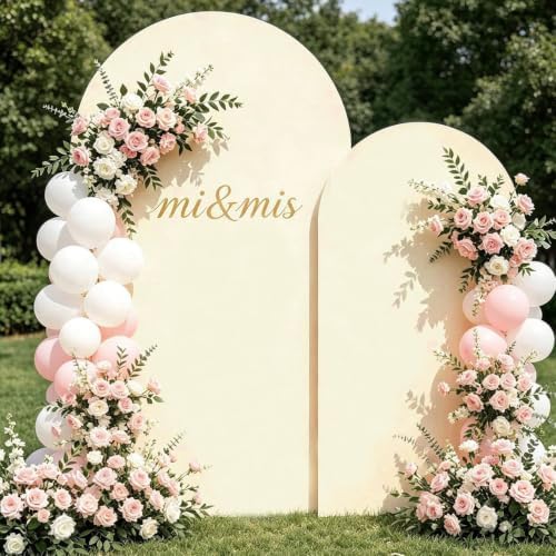 Beige Arch Cover 7.2 and 6ft Spandex Wedding Arch Backdrop Cover Set of 2 - Image 5