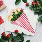 Mipcase 20pcs Red and White Checkered Floral Bouquet Wrapping Paper 58cm X 58cm Plaid Tissue Paper for Wedding Wraps, Flower Bouquet Packaging, Craft and DIY Supplies - Image 4