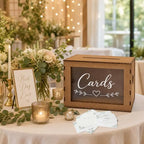 Large Wooden Wedding Card Box for Grad Party Reception Table with 50 Cards - Image 2