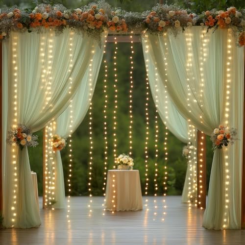 10x10FT Green Wrinkle Free Backdrop Curtains with Lights String for Parties - Photo Curtain Backdrop with Lights for Wedding Decorations, Bridal Baby Shower Birthday Party Photography Background - Image 6