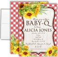 Amanda Creation Sunflower Baby Q Invitations, Sunflower Baby Shower Invitations, 50 Personalized 5x7 Double-Sided Cards with White Envelopes, Made in USA by AmandaCreation