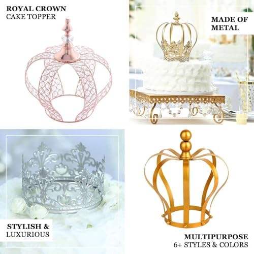 Efavormart Metal Princess Crown Cake Topper Birthday Cake Wedding Decoration For Wedding Birthday Party Special Event (Gold 14) - Image 4