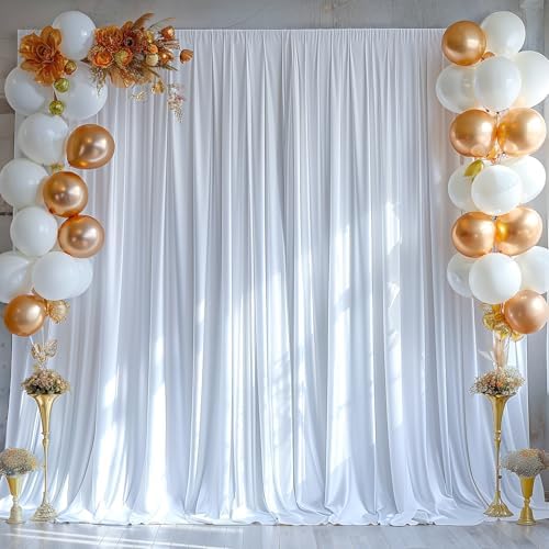 20x10ft White Backdrop Curtains for Wedding Parties Wrinkle Free White Curtains Photo Backdrop Drapes for Photography Birthday Baby Shower Soft Fabric Party Backgournd for Photoshoot 5x10ft, 4 Panels - Image 7
