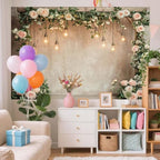 8x6ft Country Wedding Photography Backdrop Floral Rustic Roses Farmhouse Wooden Door Backdrop Pink Flower Birthday Baby Shower Wedding Bridal Party Banner Photo Booth Props Anniversary Background - Image 4