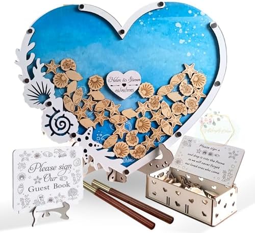 Personalized Beach Wedding Guest Book Alternative, Seashell Heart Drop Box by Handmade