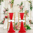 Red Chair Sashes 16 Packs 8ft Long Aisle Wedding Chair Back Side Decorations Fabric Sheer Church Tulle Chairs Drapes Bulk - Image 4