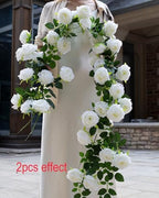 2Pcs 12Ft Bendable Flower Garland Faux Rose Vine for Wedding Decor,White - Image 4