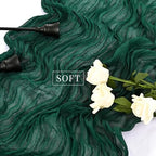 12 Pcs 10FT Emerald Green Cheesecloth Table Runner Gauze Fabric 35 x 120 Inches Long Boho Cheese Cloth Table Runner Rustic Semi Sheer Runner for Wedding Birthday Bridal Shower Party (Emerald Green) - Image 4