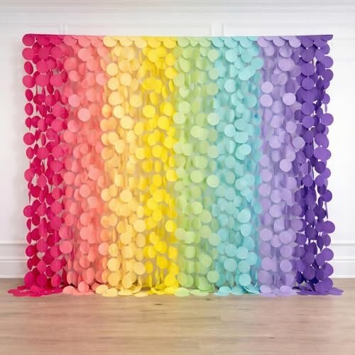 Ultimate Big Circle Dots Party Garland Streamer Backdrop (290 Ft Total, 40 Strands x 7.25 Ft Per Strand) - Hanging Paper Dot Decor for Birthdays, Baby Showers, & All Events (Pastel Rainbow) - Image 5