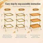 Wooden 3 Tier Serving Stand- Bamboo & Gold Tiered Dessert Tray for Party, Cupcakes, Cake Display, Wedding Reception, Food Serving Platter - Image 5