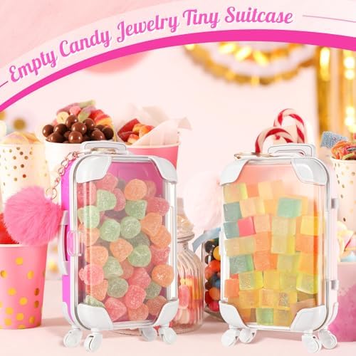 VioraWhite 30 Pcs Mini Suitcase Empty Box and Plush Ball Set, Mixed Colors - Image 3