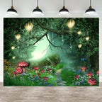 10x6.5ft Enchanted Forest Backdrop Spring Fairytale Garden Photography Background Green Tree Butterfly Mushroom Wonderland Kid Birthday Banner Decorations Baby Shower Portrait Photo Booth Prop by ASDCXZ