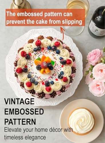 10" White Cake Stand for 8" Cake, Porcelain Cake Plate, Cake Pedestal Stand, Round Dessert Stand, Wedding Cake Stand for Party, Birthday, Baby Shower, Christmas, Mother's Day, Home Decorating Cake Display Stand - Image 4