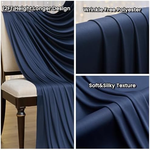 50ftx12ft Navy Blue Backdrop Curtain for Wedding Party 10 Panel 5×12FT Tall - Image 3