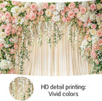 10X8FT Wedding Photography Backdrop Pink Flower Floral Bridal Backdrop Anniversary Ceremony Wall Background Flower Girl Birthday Party Decorations Baby Shower Banner Mother's Day Photo Booth Props - Image 7
