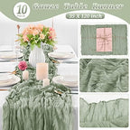 10 Pack Cheesecloth Table Runner 35 x 120 Inch, Sage Green - Image 2