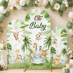 3Pcs Safari Jungle Baby Shower Decoration Safari Jungle Baby Shower Animal Arch Backdrop Cover Set Wild Tropical Leaves Photography Background Stand Covers for Birthday Party Decorations 4ft 5ft 6ft by chiazllta