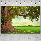 15x8ft Spring Backdrop Huge Tree Nature Scenery Photography Background Rural Scene Green Grass Field Girls Kids Birthday Baby Shower Banner Decorations Wedding Portrait Photo Booth Prop - Image 3