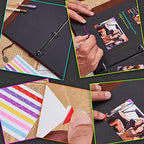AIOR Leather Scrap Book Photo Album, Refillable Scrapbooking Album Vintage Memory Book Black Pages, Anniversary Birthday Christmas Gift for Women Mom Girl, Clover - Image 4