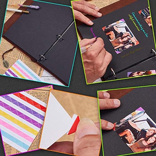 AIOR Leather Scrap Book Photo Album, Refillable Scrapbooking Album Vintage Memory Book Black Pages, Anniversary Birthday Christmas Gift for Women Mom Girl, Clover - Image 4