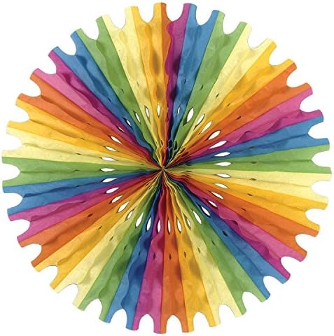 Beistle 12-Piece Tissue Fans in Multicolor, Decorative Ceiling/Wall Hanging for Birthday, Bridal/Baby Shower, Anniversary, Events, Parties, 25" by Beistle