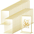 Hoteam Gold Acrylic Sign Holders, Gold Picture Frames, 36 Pack, 4 x 6 Inch by Hoteam