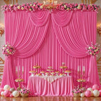 24ftx10ft Wrinkle Free Hot Pink Backdrop Curtain - 10 Feet Photography Backdrop Drapes, Silky Polyester Back Drop Cloth for Wedding Baby Shower Balloon Arch Background - Image 6