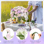 Tigeen 24 Bundles Artificial Flowers Bouquet Silk Peonies, Purple - Image 3
