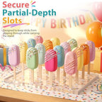 Geetery Cakesicle Stand Display Acrylic Cake Pop Stand Reusable Cake Pop Holder Clear Lollipop Holder and 100 Pcs Wood Ice Cream Sticks for Birthday Wedding Baby Shower Parties Dessert Table - Image 6