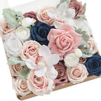 Ling's moment Artificial Pink Flowers Combo, Dusty Rose & Navy, Grand by LingsMoment
