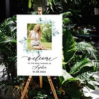 Andaz Press 16"x20" Personalized Canvas Baby Shower Welcome Sign, Custom Photo, Watercolor Greenery Gender Neutral Large Welcome Baby Shower Sign for Easel Stand, Baby Shower Decorations - Image 3