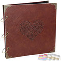 Photo Album Scrapbook, 12x12 inch 50 Pages Vintage Leather Cover Big Three-Ring Binder Love Picture Booth DIY Scrapbooking Albums with 408pcs Self Adhesive Photos Corners for Memory Keep, Heart by ADVcer