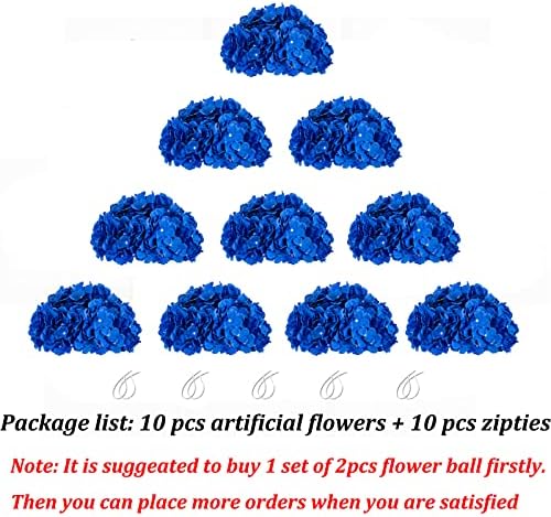 BLOSMON Hydrangea Artificial Flowers Ball Centerpieces Royal Blue Set of 10 - Image 2