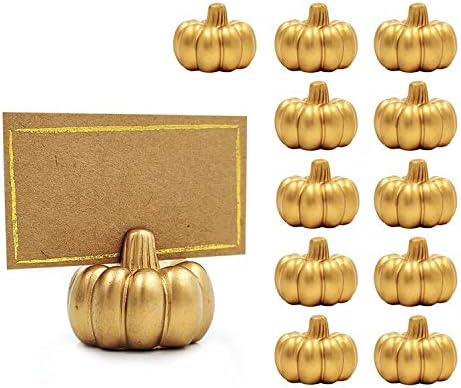 Kate Aspen Place Card Holders (Place Cards Included) - Set of 12 - Table Number Holder for Weddings, Gold Pumpkin Photo Holder for Table Assignments at Bridal Showers or Anniversaries by KateAspen