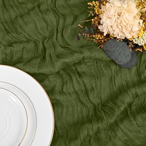 24 Pack Olive Green Table Runner 10Ft Cheesecloth Table Runner Rustic Gauze Table Runner Romantic Long Sheer Fabric Cheese Cloth Table Runner for Wedding Party Bridal Baby Shower - Image 5