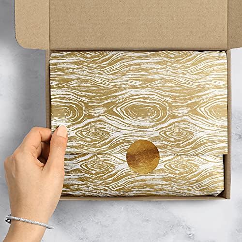 Jillson & Roberts 20" x 30" Printed Christmas Gift Tissue, Golden Wood Grain (48 Folded Sheets) - Image 4