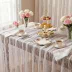 LuoluoHouse 2 Packs 60 x 120 Inch White Lace Rustic Table Cloths Vintage - Image 4